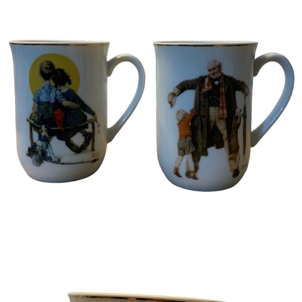 SET of 2 -1936 The Saturday evening post Coffee Mug/Cup Norman Rockwell